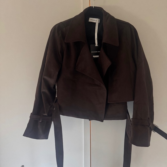 Cropped suede trench jacket - Picture 2 of 6